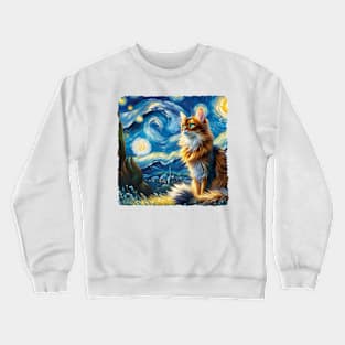 Somali Starry Night Inspired - Artistic Cat Crewneck Sweatshirt